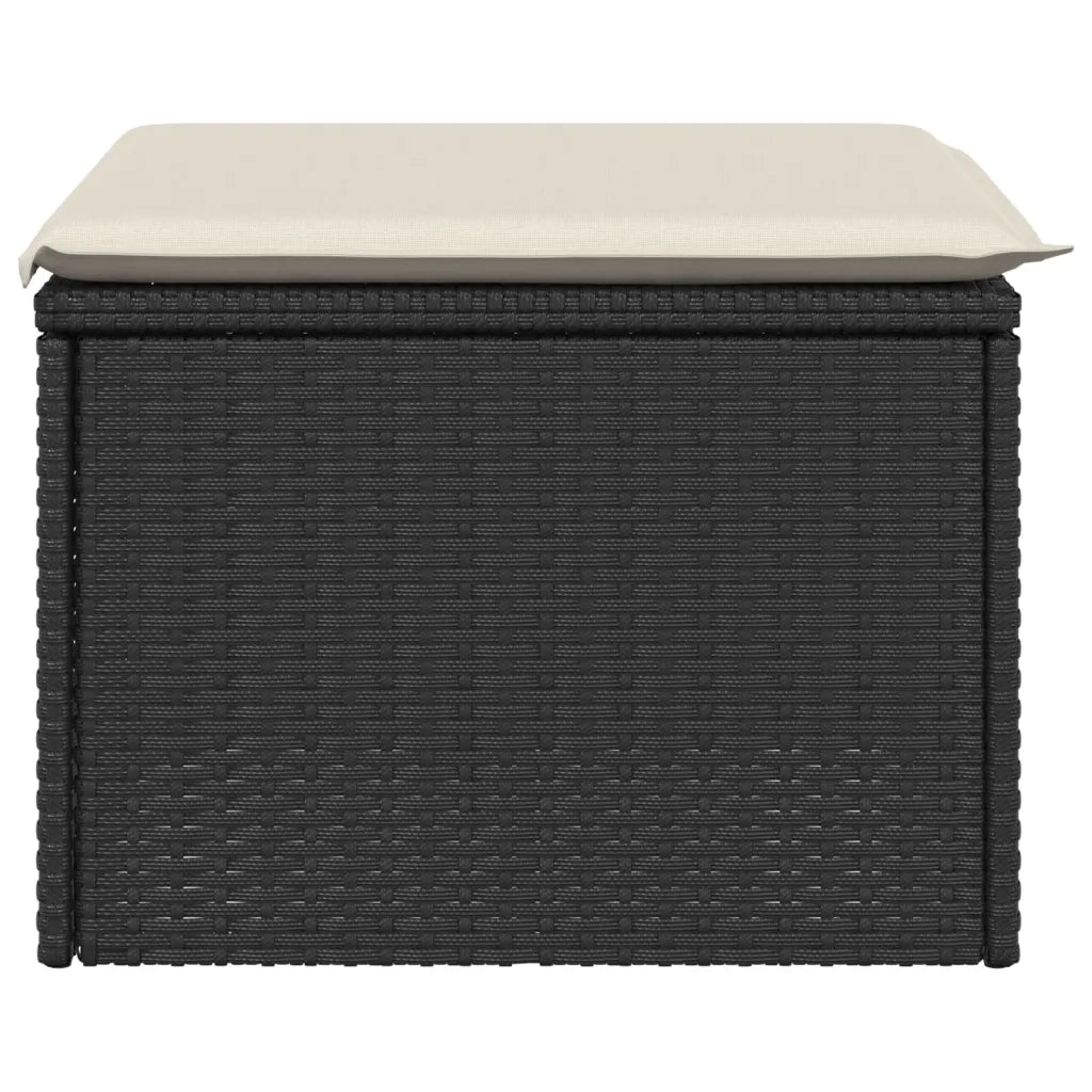 Sgabello Giardino con Cuscino Nero 55x55x37 cm in Polyrattan CFW4053287