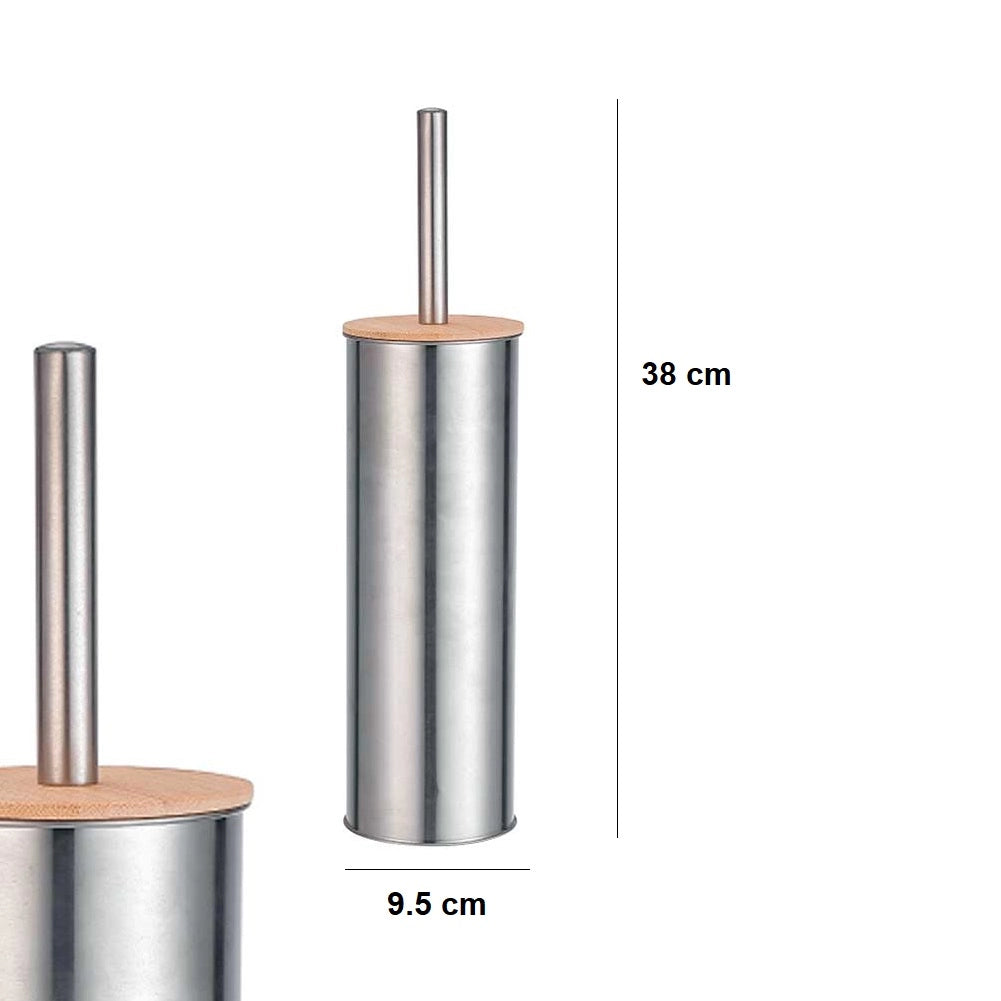 Kit da Bagno Pattumiera 3lt e Porta Scopino Acciaio Bambù