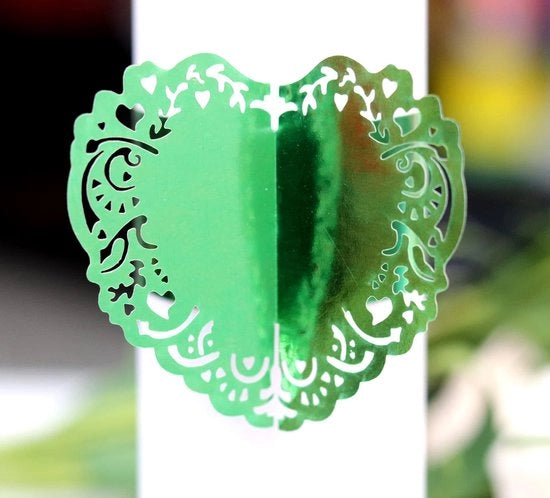 Servetringi a forma di cuore - 30 pezzi - Ospiti per tovaglioli in carta - Decorazione da tavola per matrimoni/feste - Giallo/Argento - Dimensioni 20 x 5 cm - Ospiti per tovaglioli