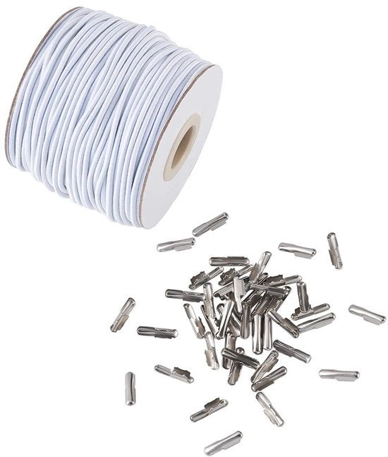 Corda elastica bianca - 43.7 m - 2 mm - Ideale per progetti creativi - Perfetta per il fai da te - Adatta per fissaggio - Flessibile e resistente