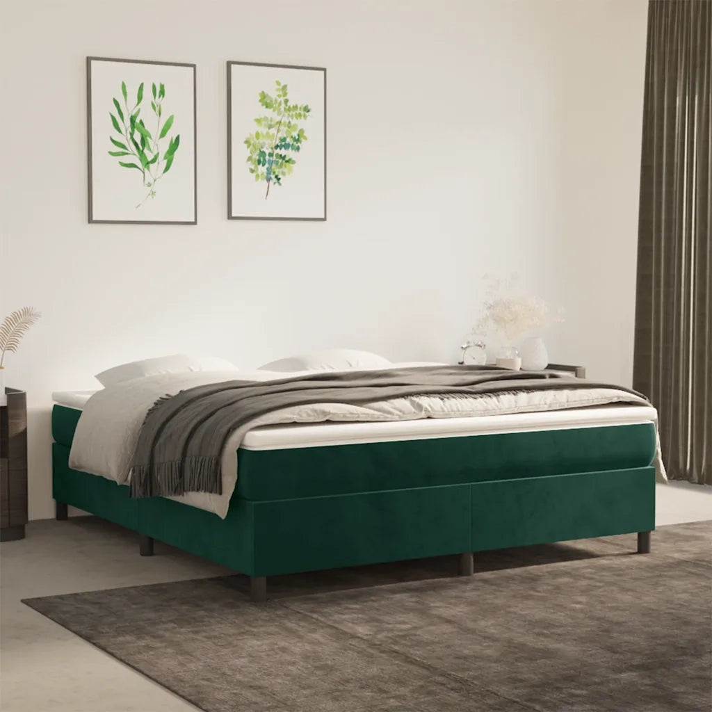 Giroletto a Molle con Materasso Verde Scuro 180x200 cm Velluto 3144696