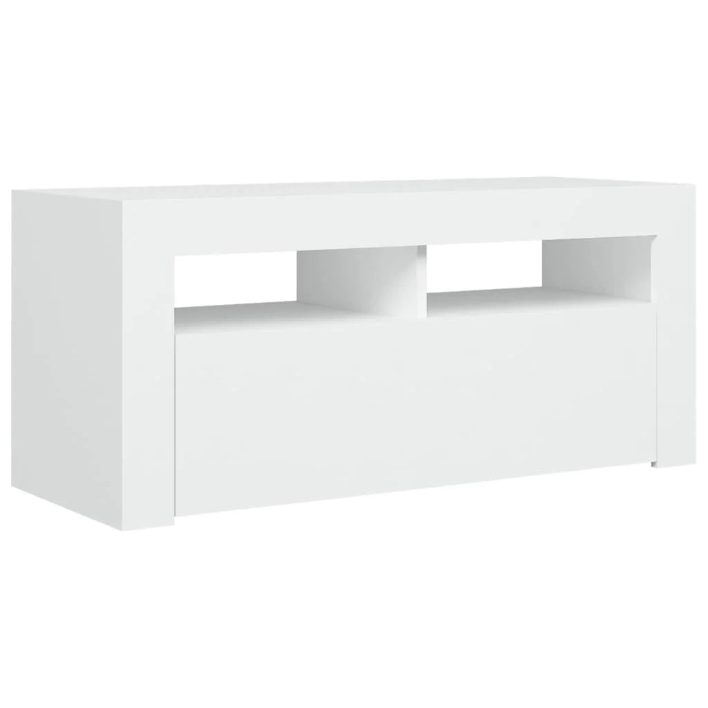 Mobile TV multimediale scaffale TV credenza mobile TV per sala da pranzo soggiorno camera da letto con luci LED 90 x 35 x 40 cm bianco 02_0026622