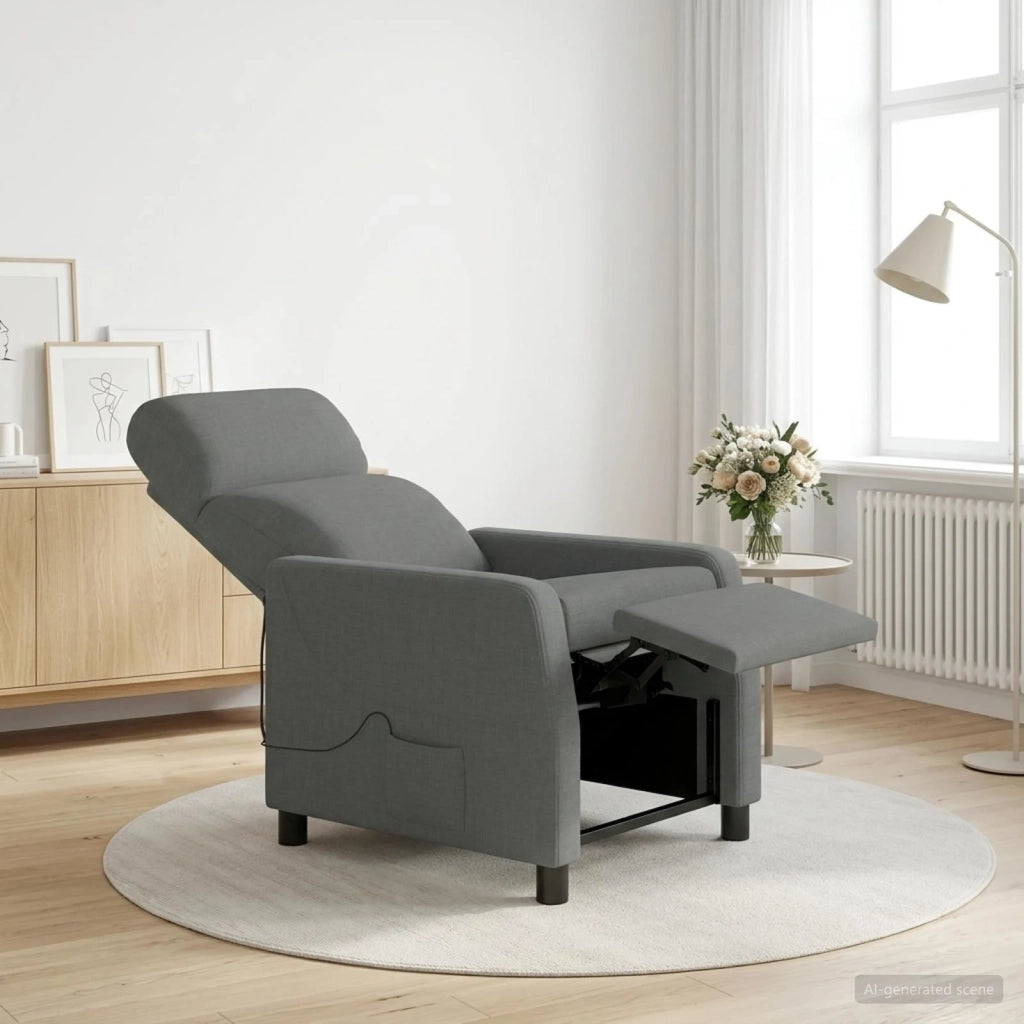 Poltrona Massaggiante Grigio Scuro Tessuto 42035098