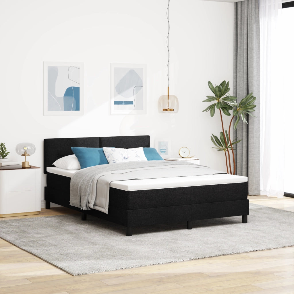 Letto a Box Spring con Materasso Nero 140x200 cm Tessuto