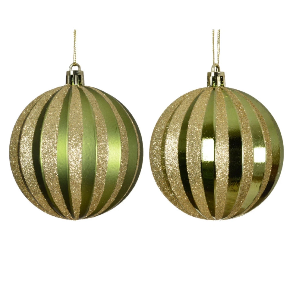 Pallina di Natale Verde con Glitter Oro Ø 8 cm