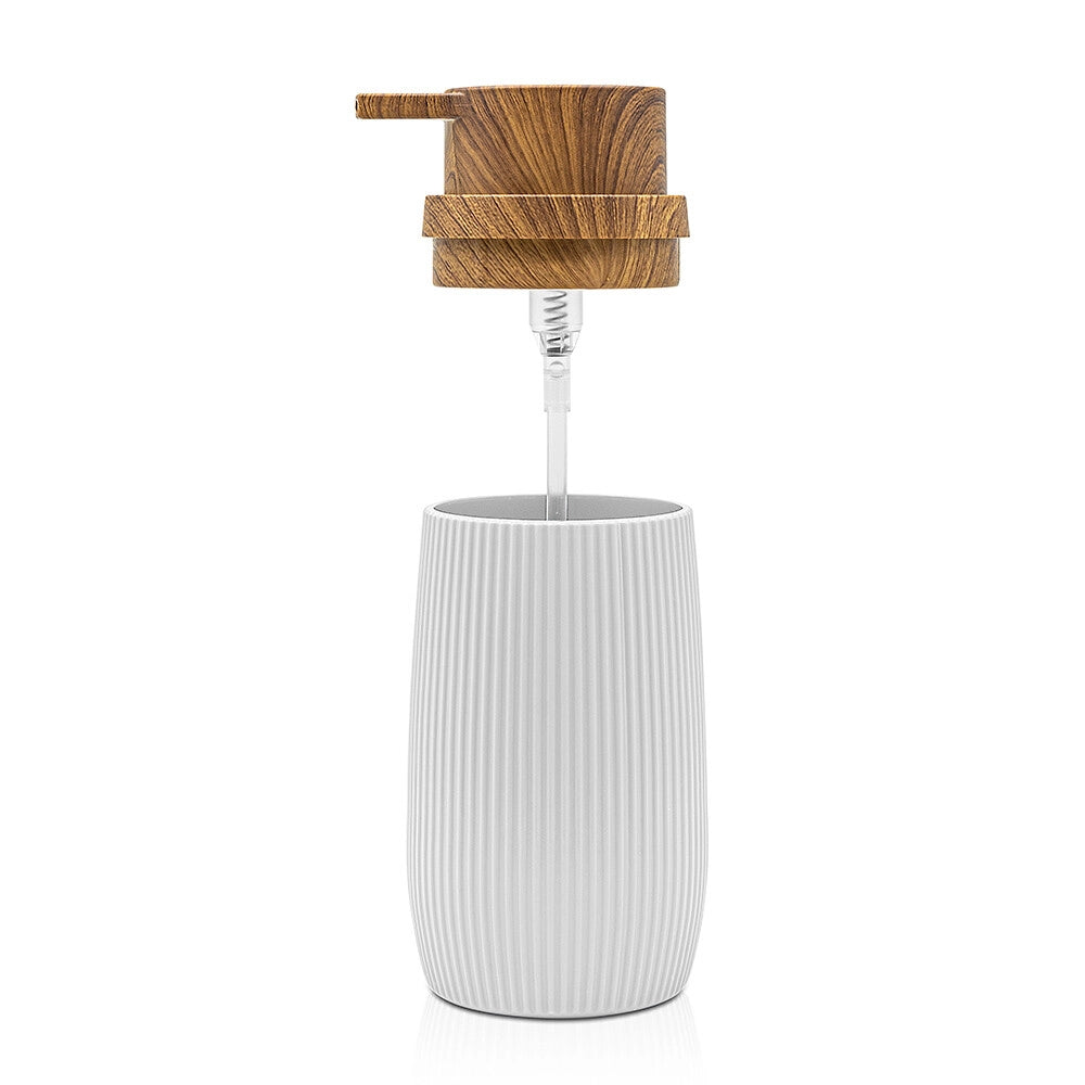 Set accessori bagno in plastica bianca con dispenser sapone e due portaspazzolini Blob