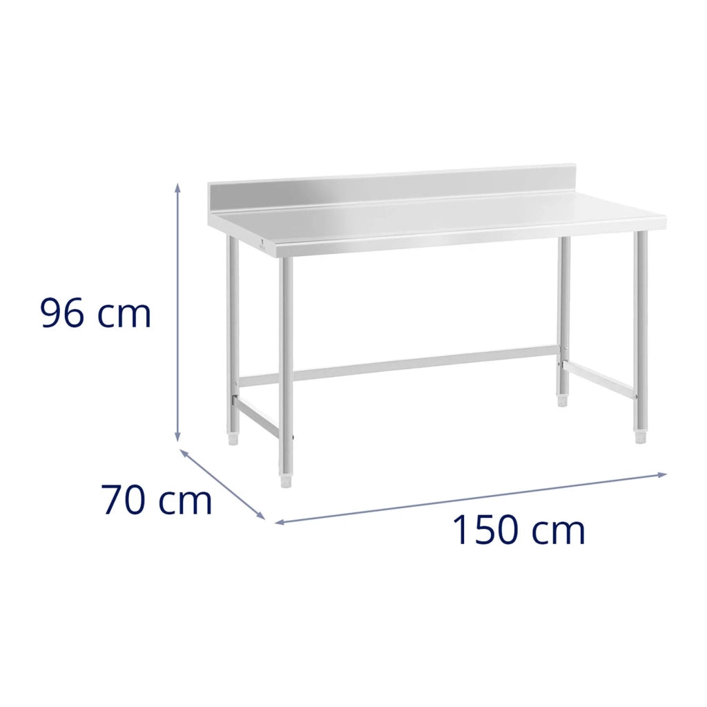 Tavolo da lavoro in acciaio inox piano di lavoro in acciaio inox piano di lavoro professionale tavolo da lavoro cucina alzatina a parete 150 x 70 cm 93 kg 14_0005130