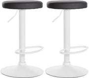 Set di 2 sgabelli da bar Ponte in similpelle nero,Metallo bianco opaco