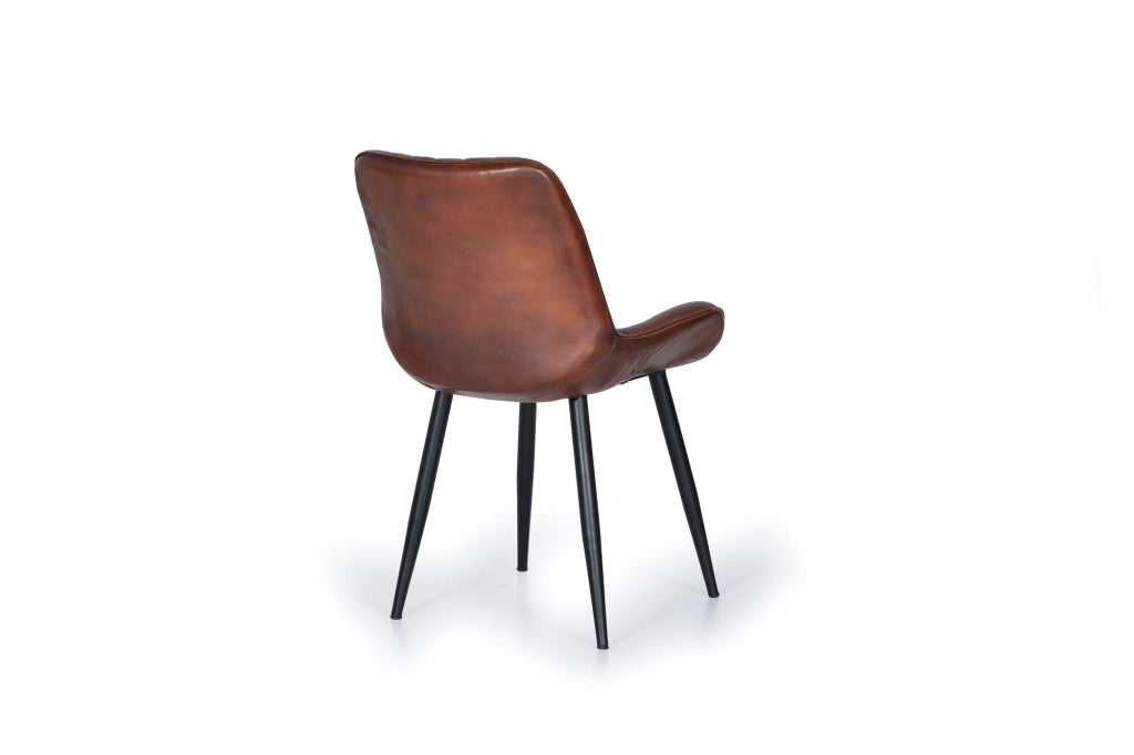 Set di 2 sedie stile industriale in cuoio marrone