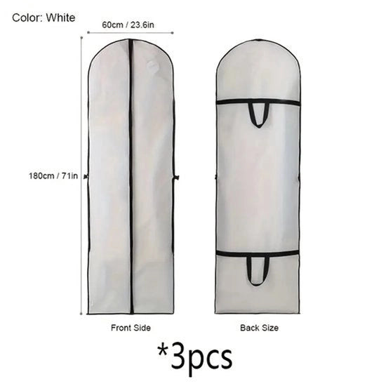 Kit di protezione per abito da sposa tessuto in non-woveng 3 pezzi set di copertura per abito da sposa pieghevole con cerniera impermeabile