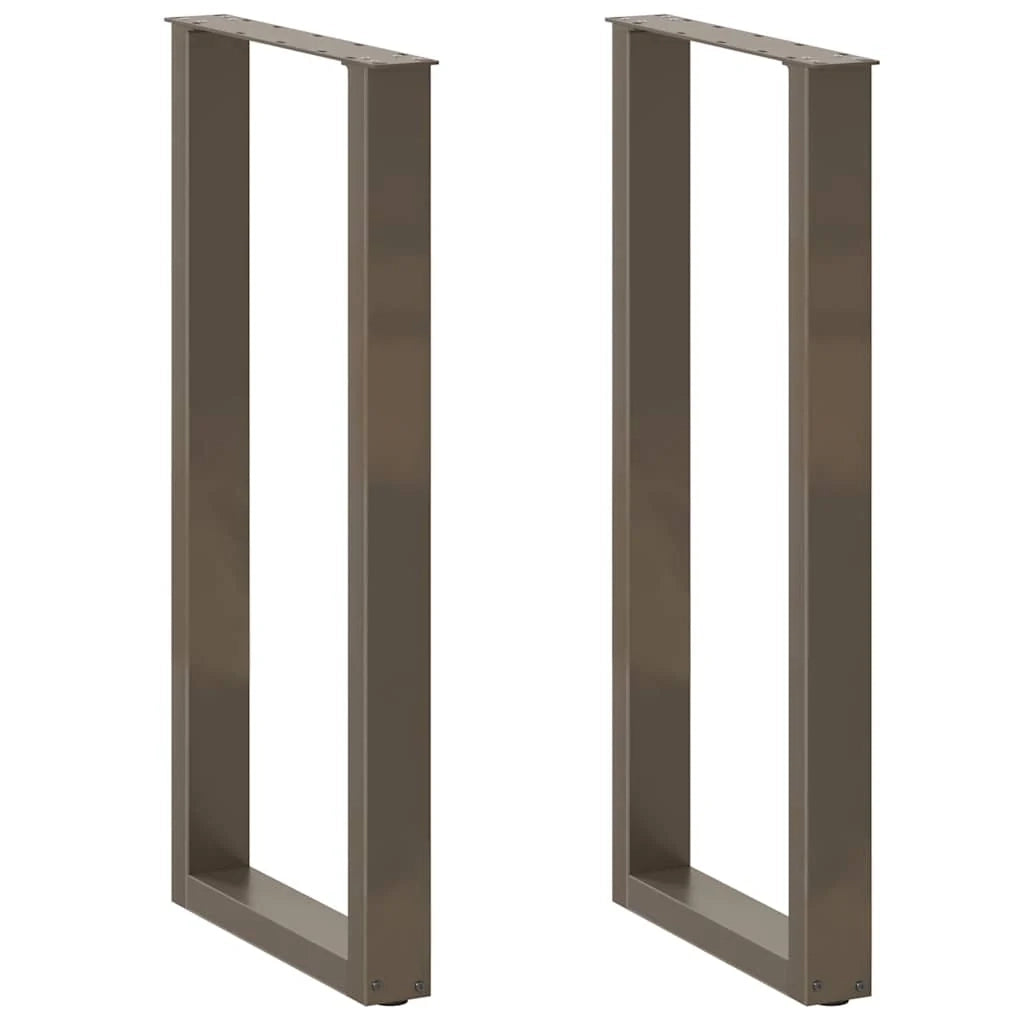 Set di 2 gambe per tavolo da bar a forma di U 40 x 100 cm design moderno con piedini regolabili acciaio naturale 02_0057471