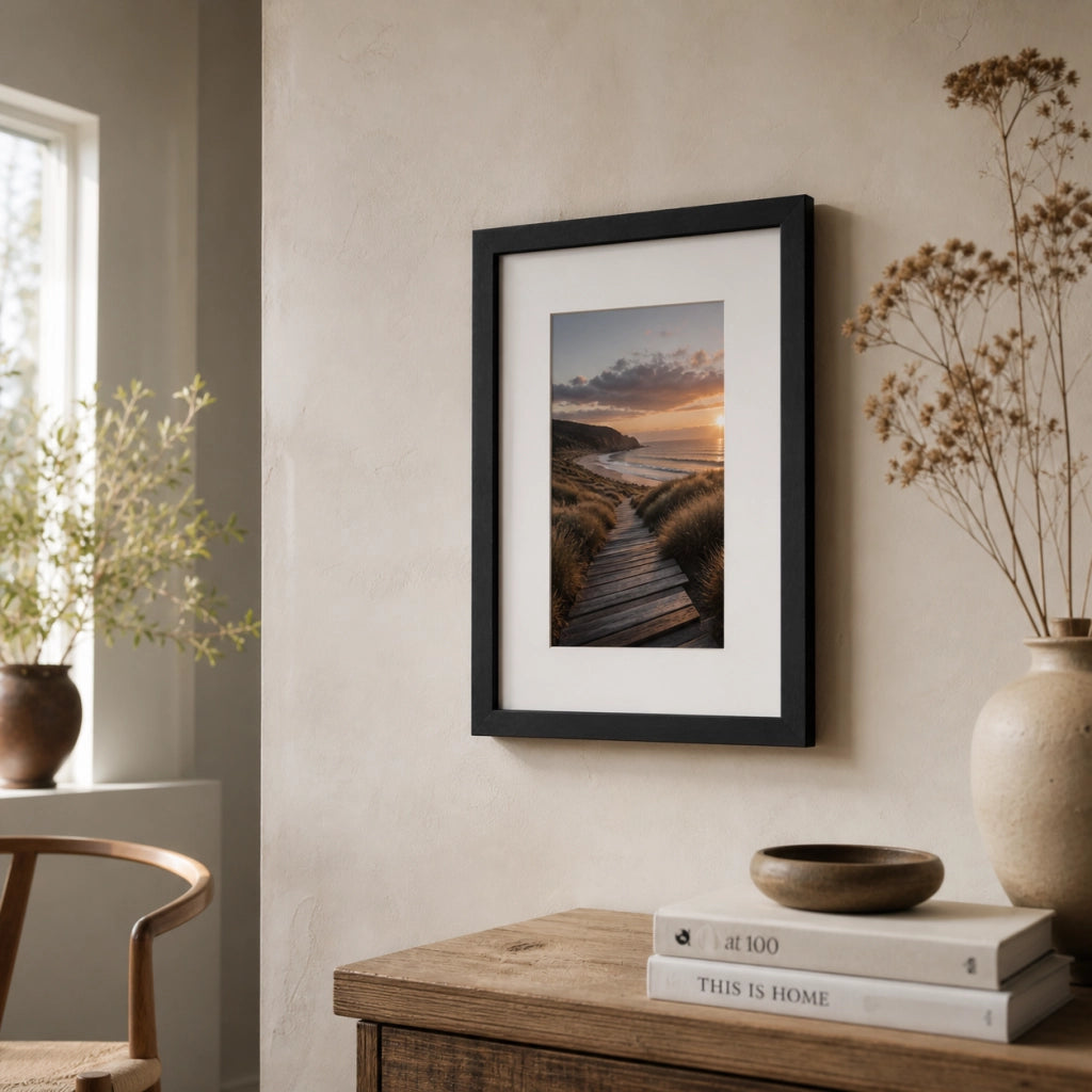 Cornice Portafoto Legno Nero Con Passepartout Disponibile in 10x15, 13x18, 20x30, 30x40 13 x 18 cm