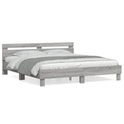 Letto matrimoniale | Letto per adulti | Giroletto Testiera Grigio Sonoma 180x200 cm Legno Multistrato