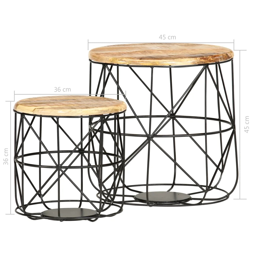 Tavolini da CaffÃ¨ 2 pz in Legno Massello di Mango cod mxl 26682