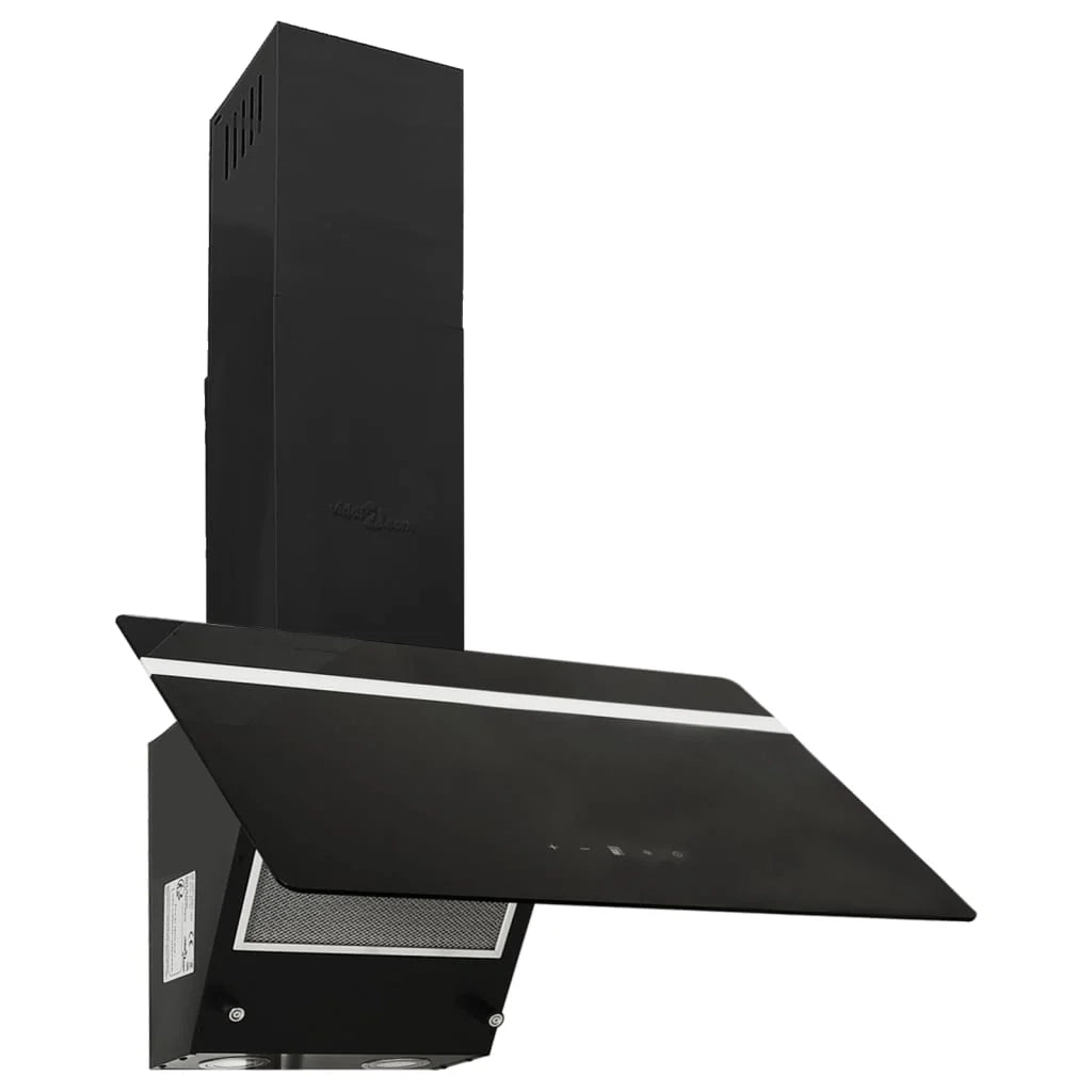 Elegante cappa a parete da 60 cm in acciaio e vetro temperato nero 02_0005889
