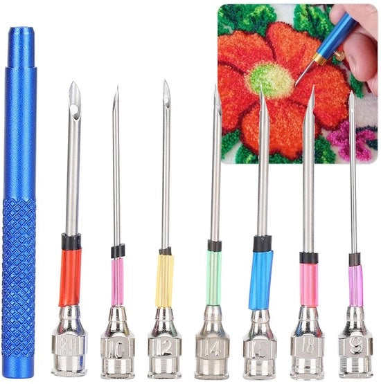 Set di Aghi in Acciaio con Manico - Aghi per Bordatura - Lavorazione DIY - Multifunzionale - Adatto per Abbigliamento