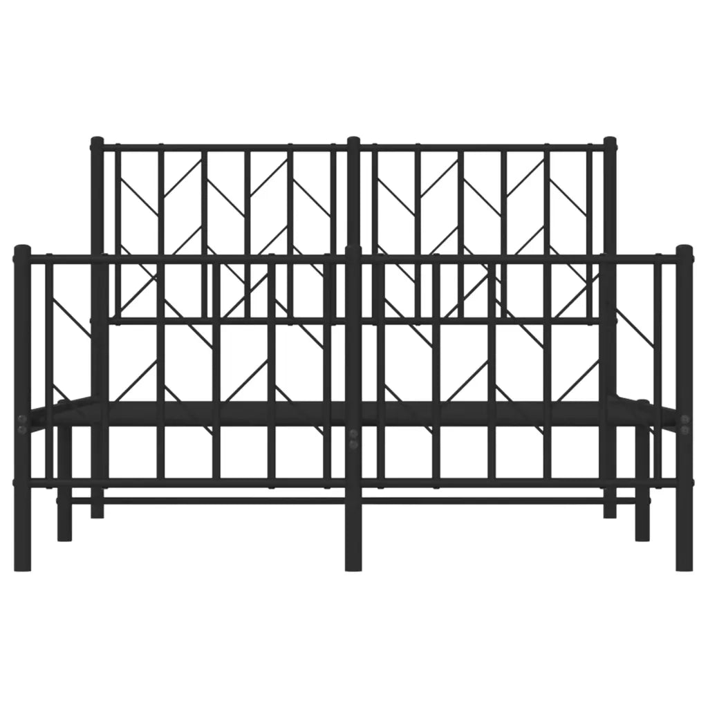 Giroletto con Testiera e Pediera Metallo Nero 120x190 cm 374452