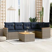 Set Divani da Giardino 6 pz con Cuscini Grigio in Polyrattan 3225956