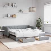 Divano Letto Estraibile Cassetti Grigio Chiaro 100x190 Tessuto 3197505