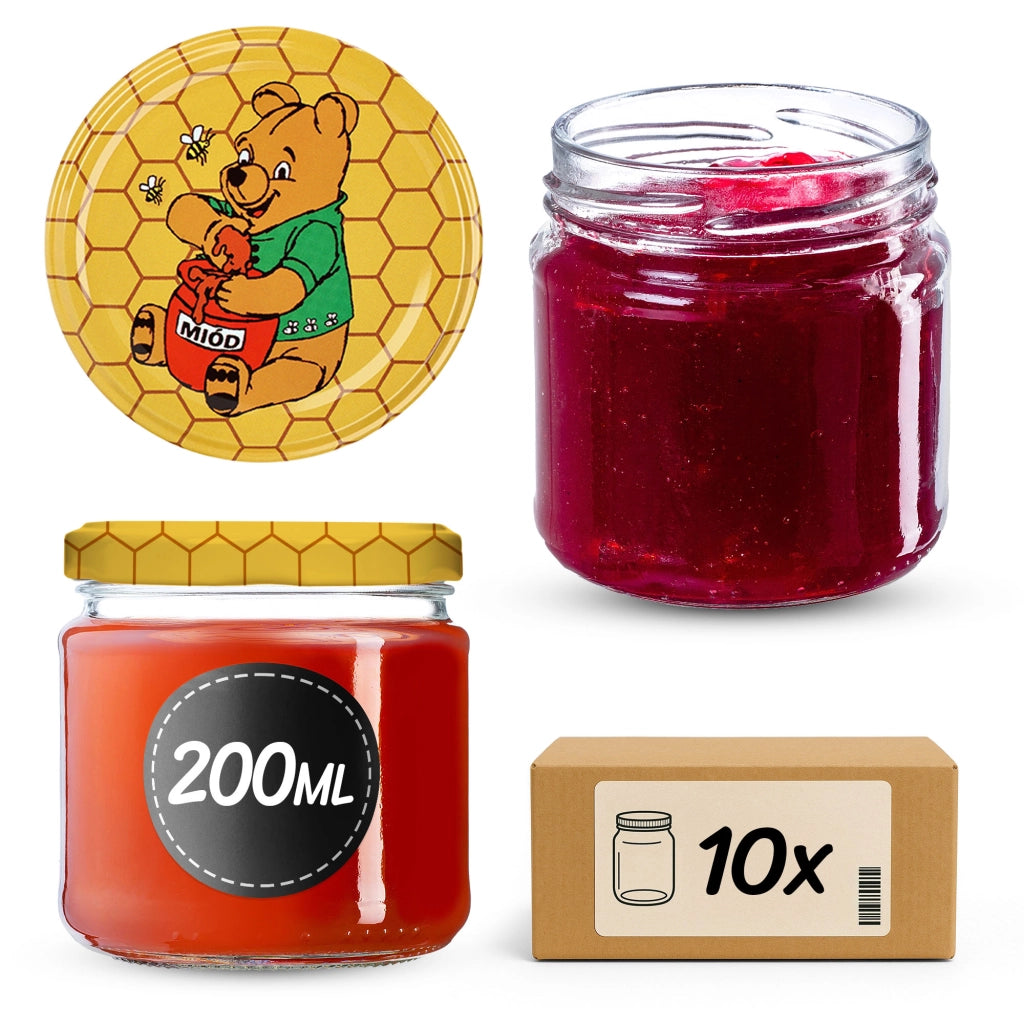 Barattoli per conserve KADAX Lerma 200ml 10 pezzi 66mm + coperchi "Miele"