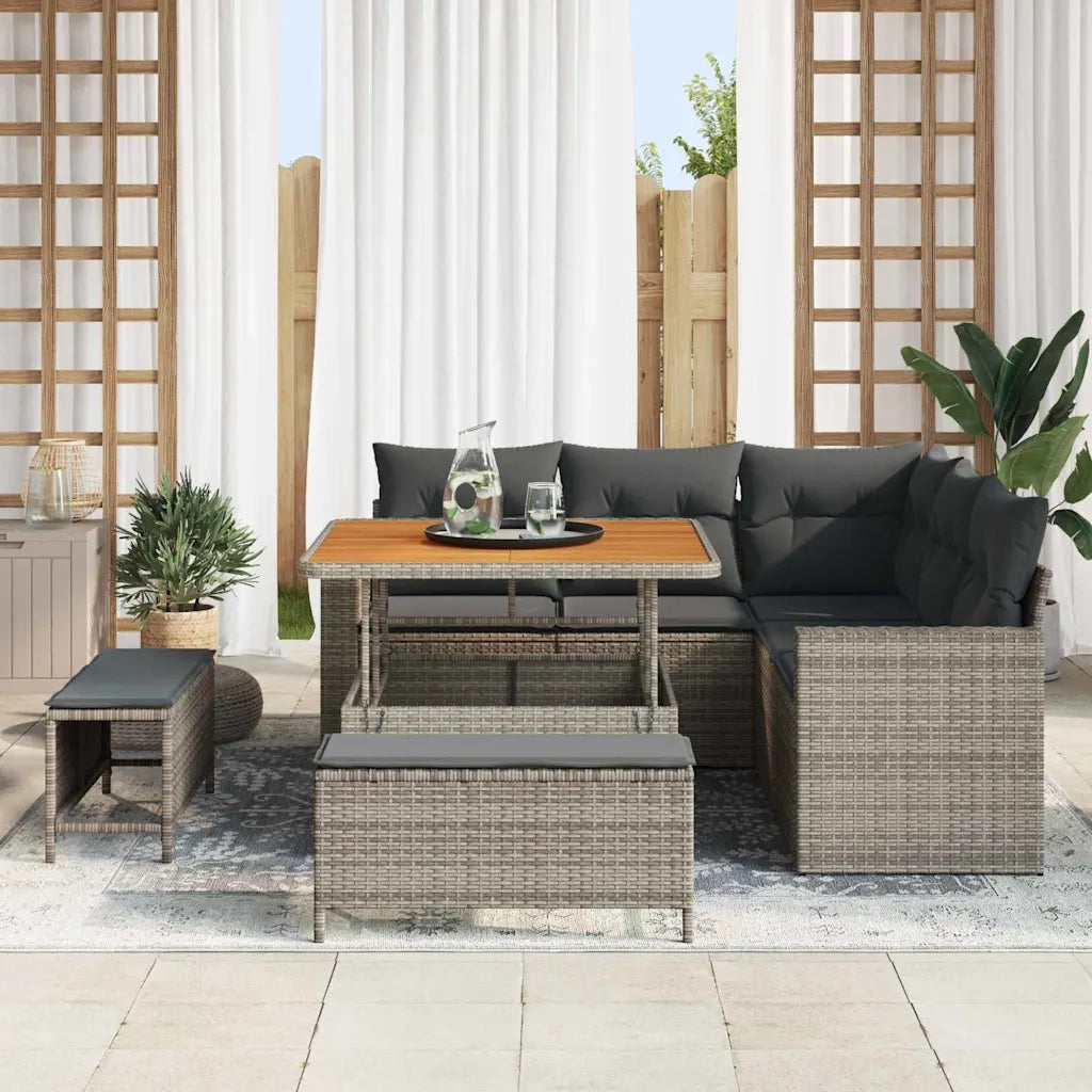 Set Divano da Giardino con cuscino 9 pcs Grigio polyrattan 3363558