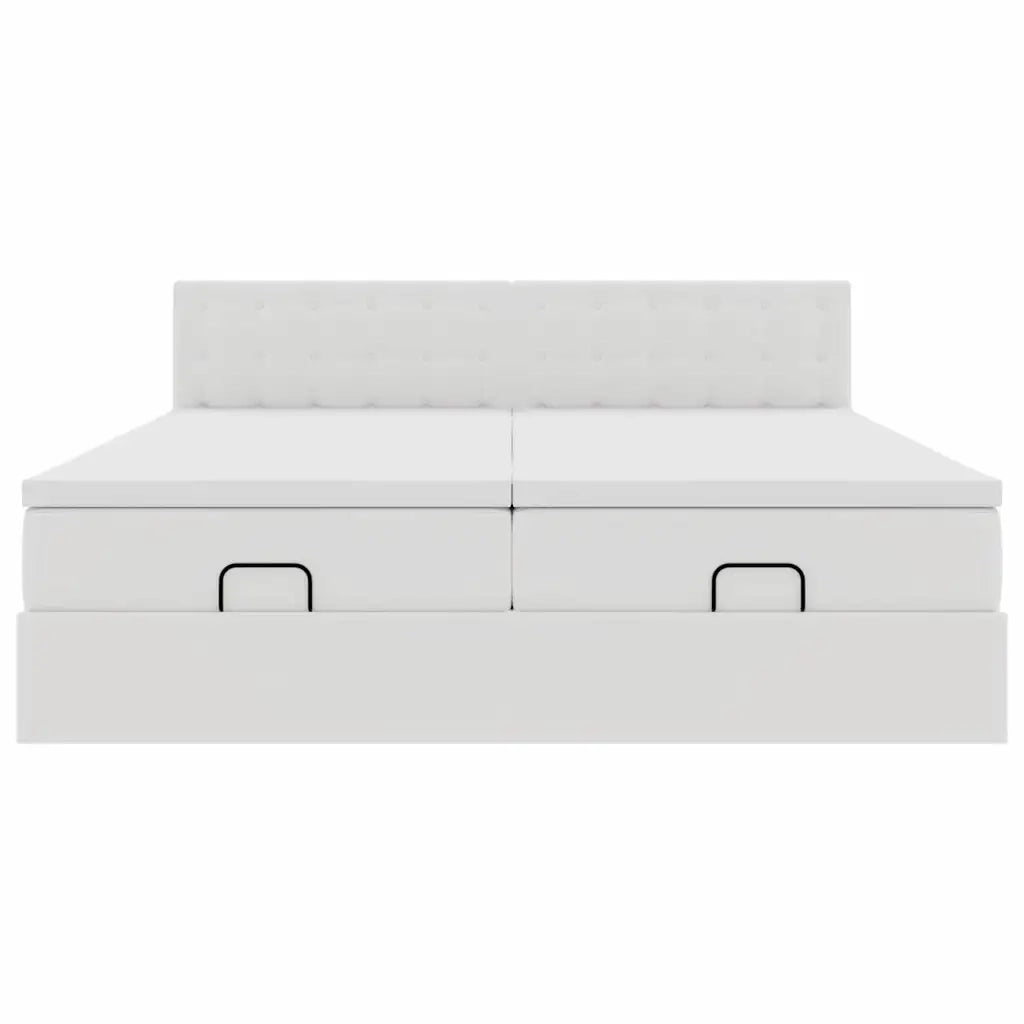 Struttura Letto Pouf con Materassi Bianco 180x200 cm Similpelle 3312806