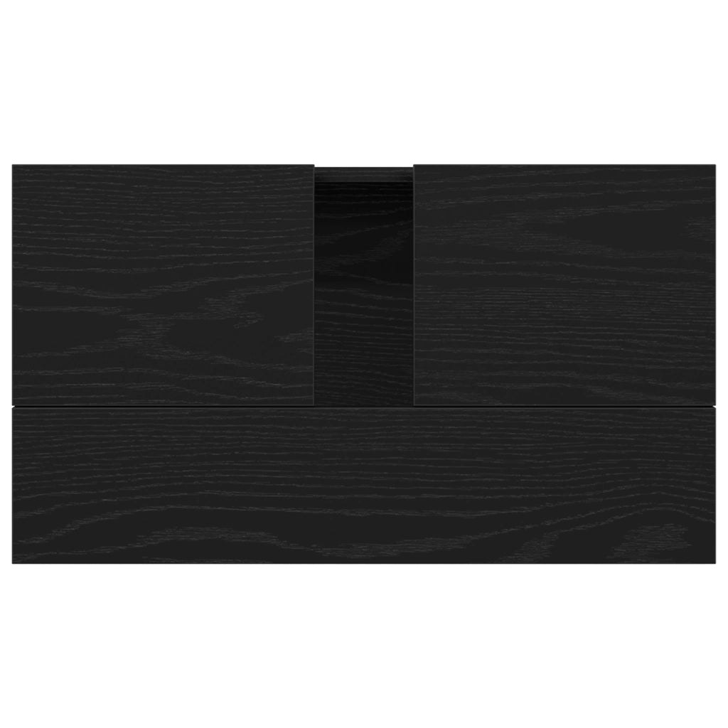 Mobile Lavabo  Nero Rovere 58x33x60 cm Legno Ingegnerizzato