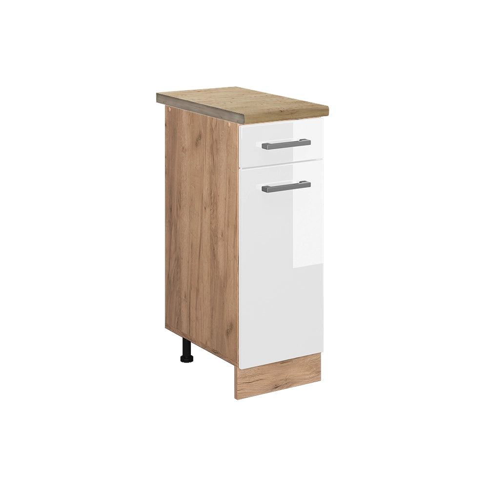 Vicco Mobiletto base per cucina Bianco lucido 30 cm , PL Rovere