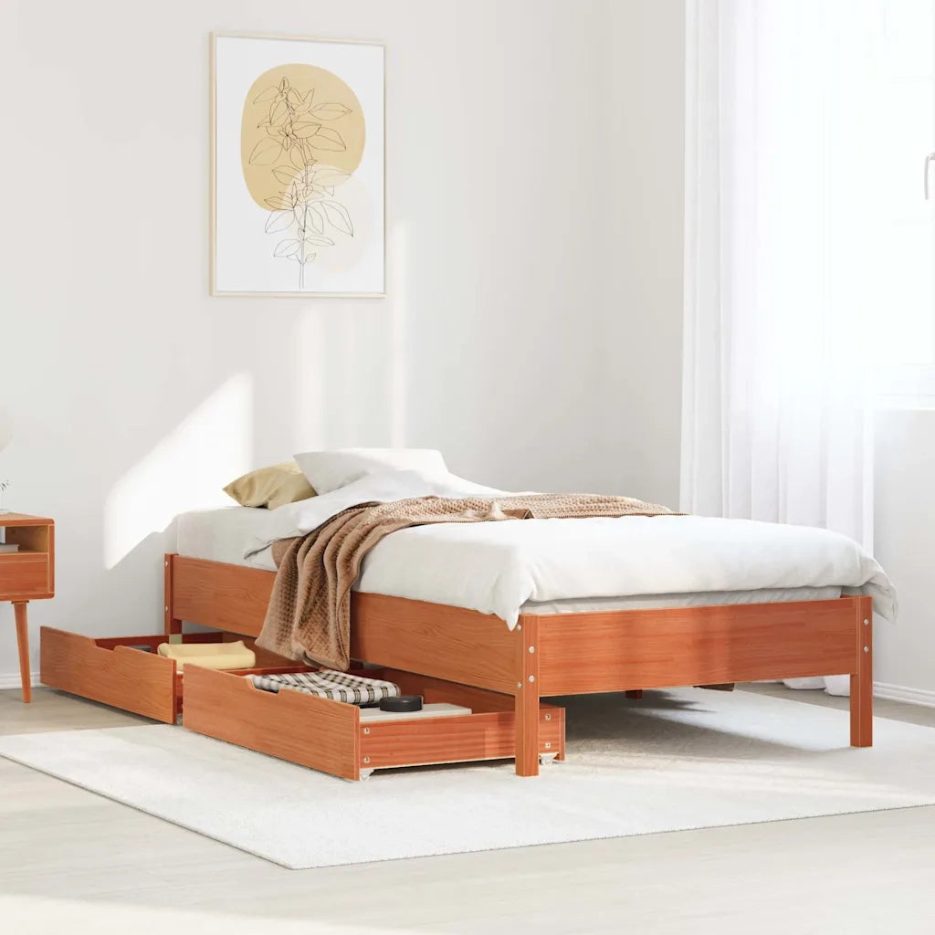 Letto senza Materasso-Struttura Letto Marrone Cera 75x190 cm in Legno di Pino 310009