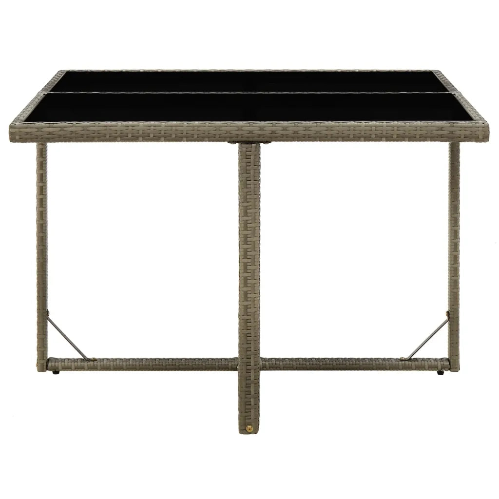 Tavolo da Giardino Grigio 109x107x74 cm in Polyrattan e Vetro 316765