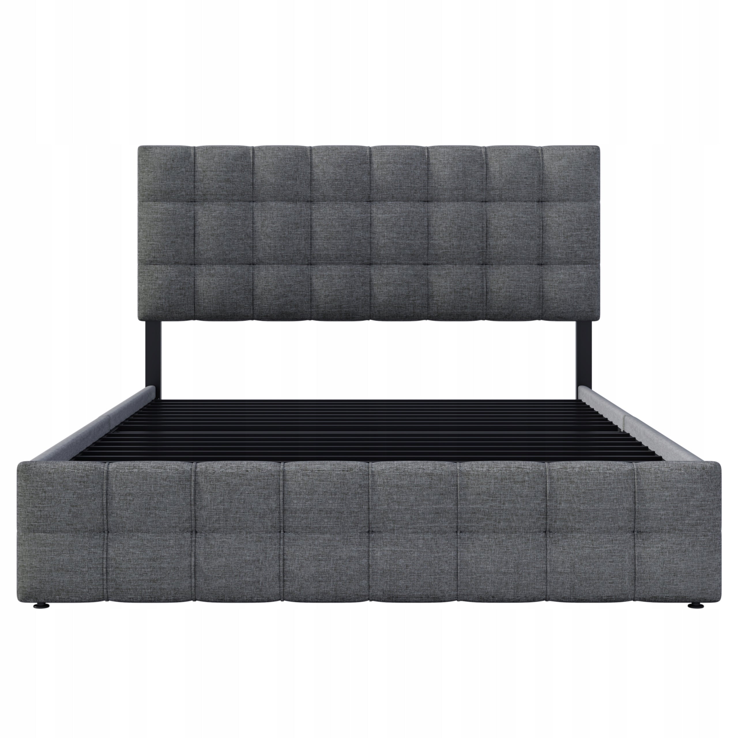 Letto con testiera regolabile e 4 cassetti - Xylo - 140x200 - Grigio