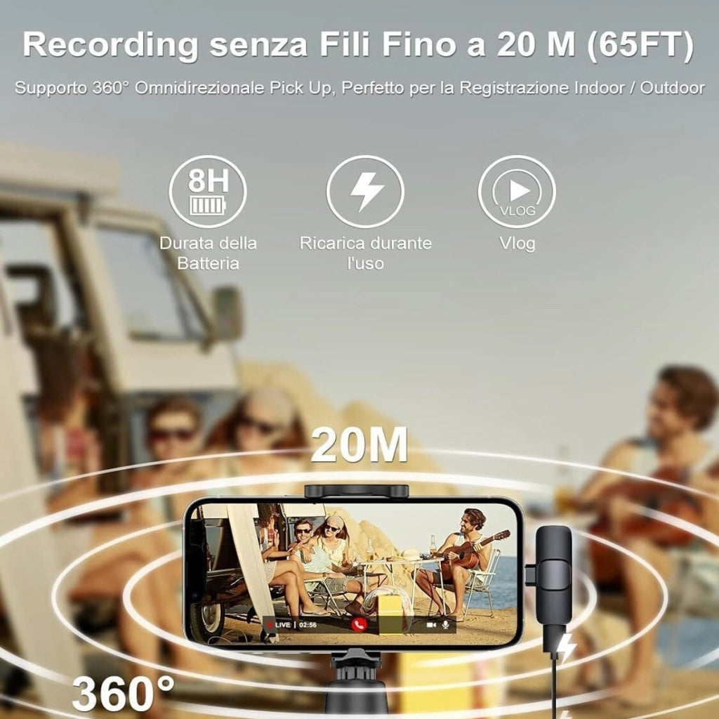 2 MICROFONI LAVALIER TIPO C INTERVISTE VIDEO REGISTRA MICROFONO AUDIO AC48828