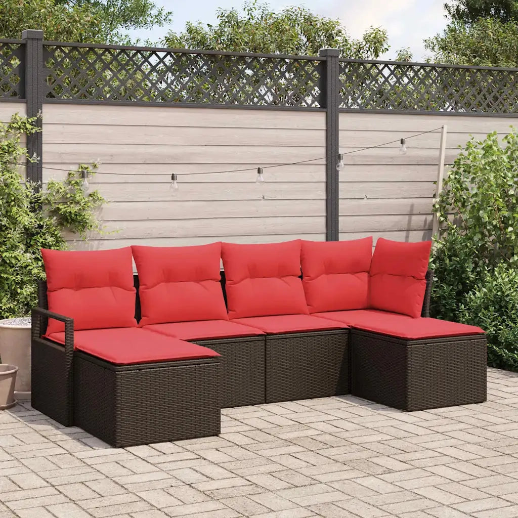 Set di divani 6 pcs Marrone polyrattan