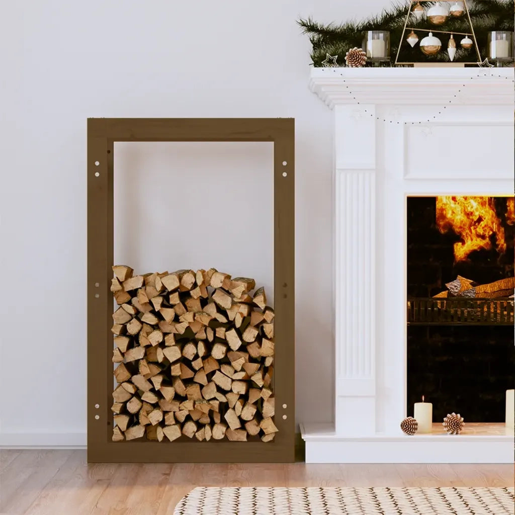 Portalegna Marrone Ambra 60x25x100 cm in Legno Massello di Pino 822415