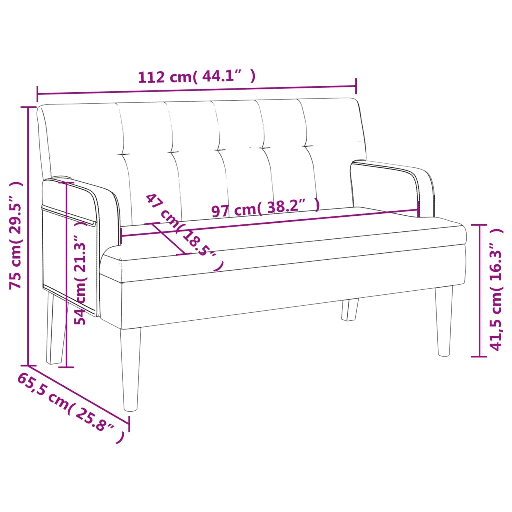 Panca con Schienale Grigia 112x65,5x75 cm in Similpelle 372151