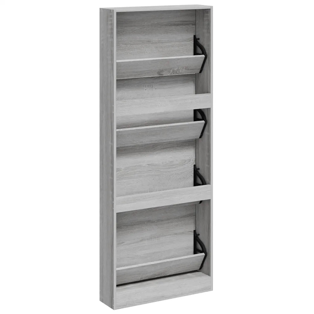 Scarpiera-Scaffale per scarpe Grigio Sonoma 59x17x150 cm in Legno Multistrato