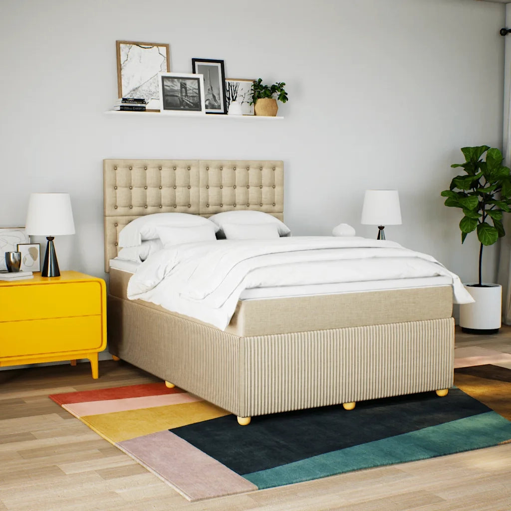 Giroletto a Molle con Materasso Crema 140x200 cm in Tessuto 3294398