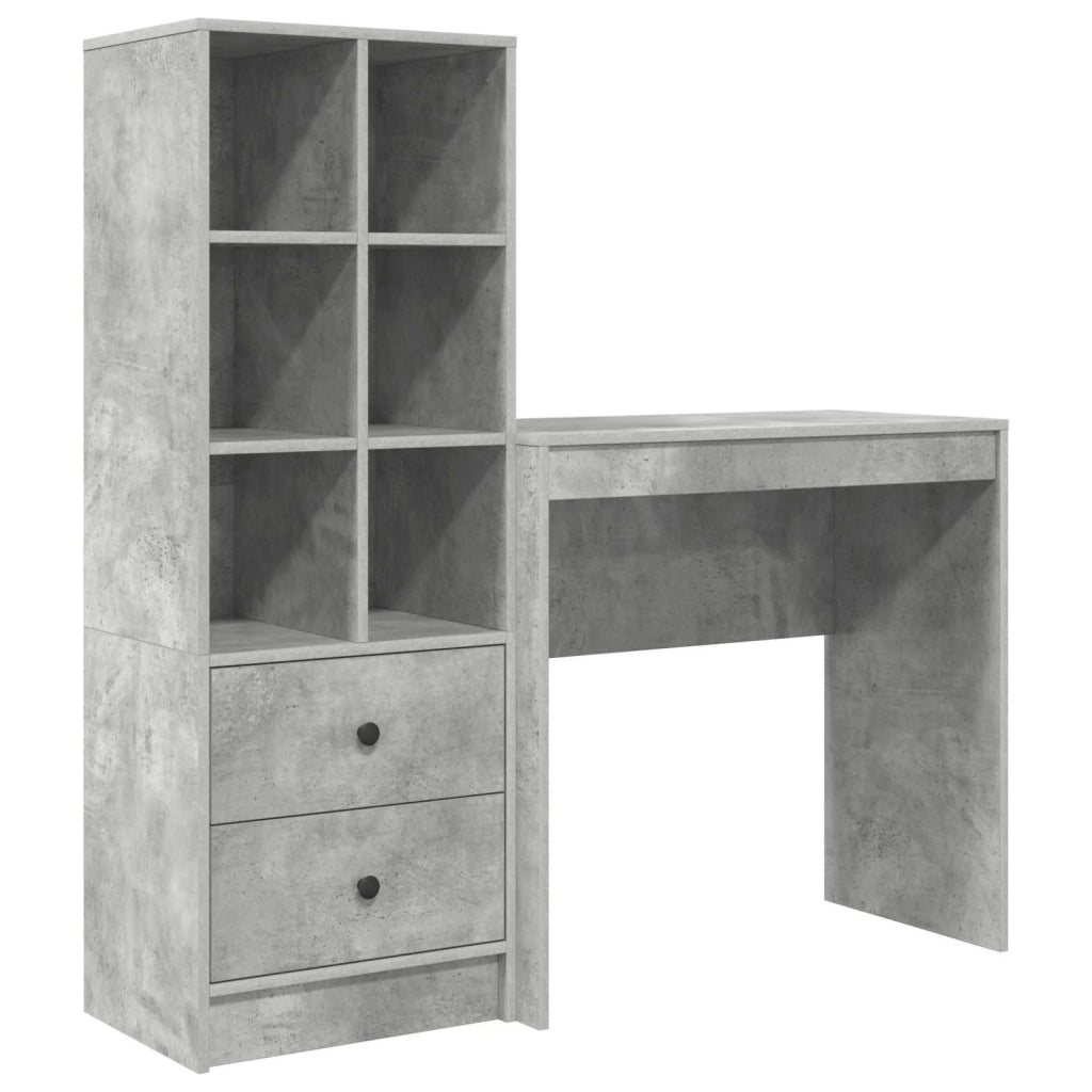 Scrivania con cassetto con lo scaffale 2 pcs Grigio cemento 3337316