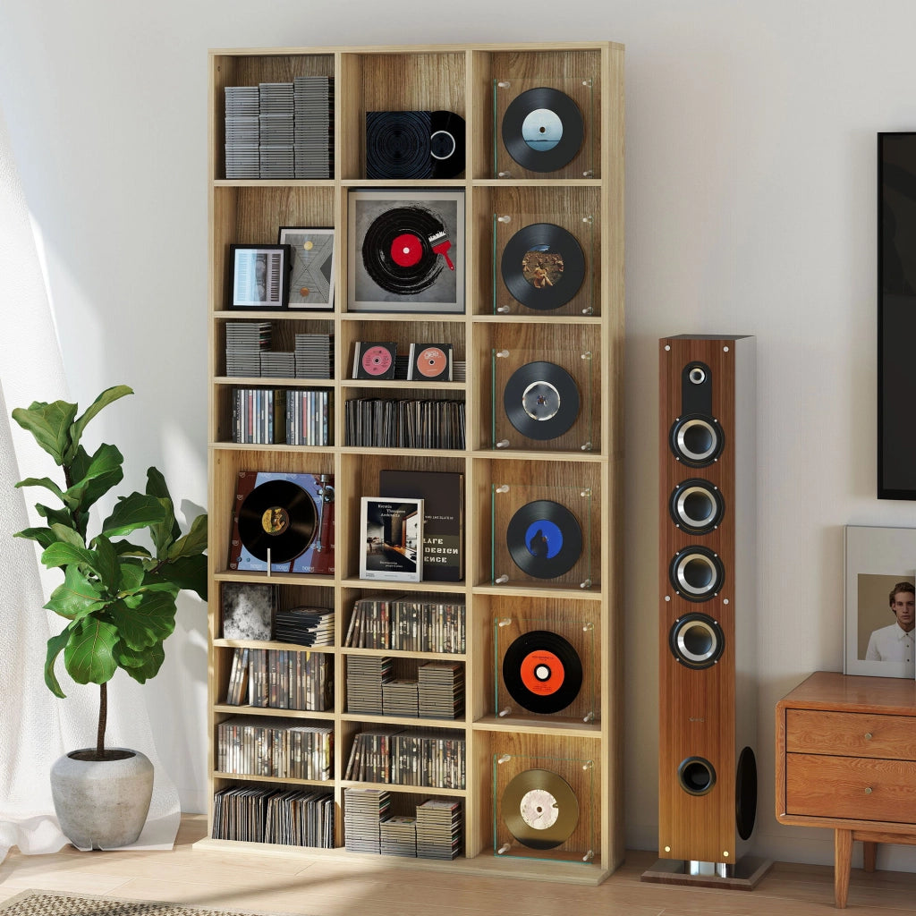 Libreria per CD/DVD ¨C Xylo ¨C 36 scomparti ripiani regolabili legno rovere 1116 CD 528 DVD