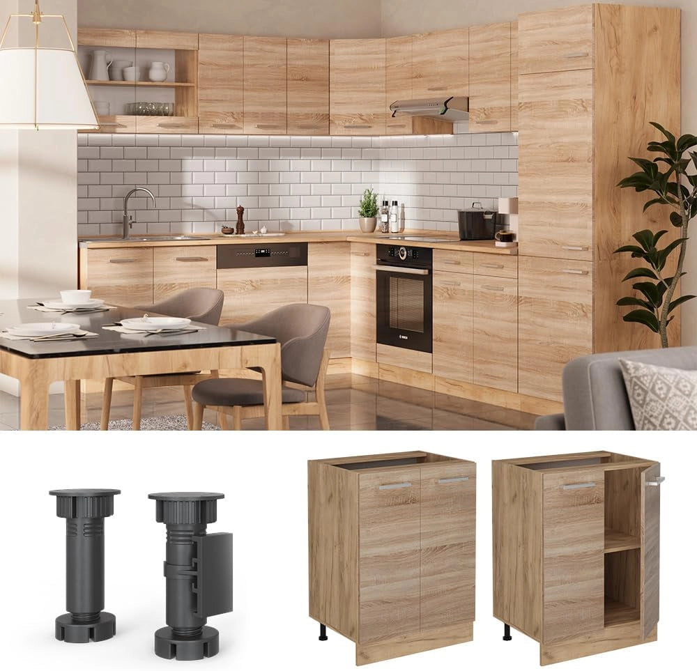 Mobiletto base cucina R-Line, Sonoma, 60 cm senza piano di lavoro