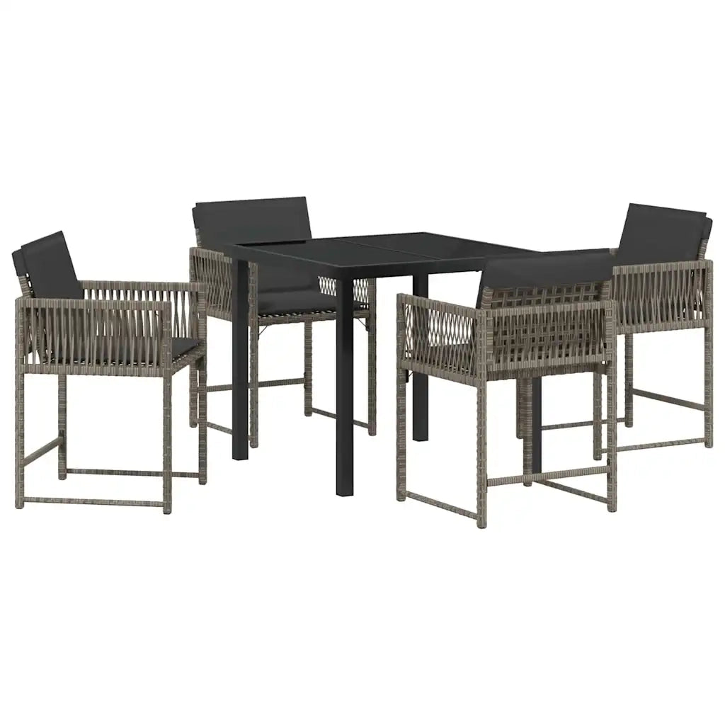 Set da Pranzo per Giardino 5 pcs Grigio polyrattan 3380749