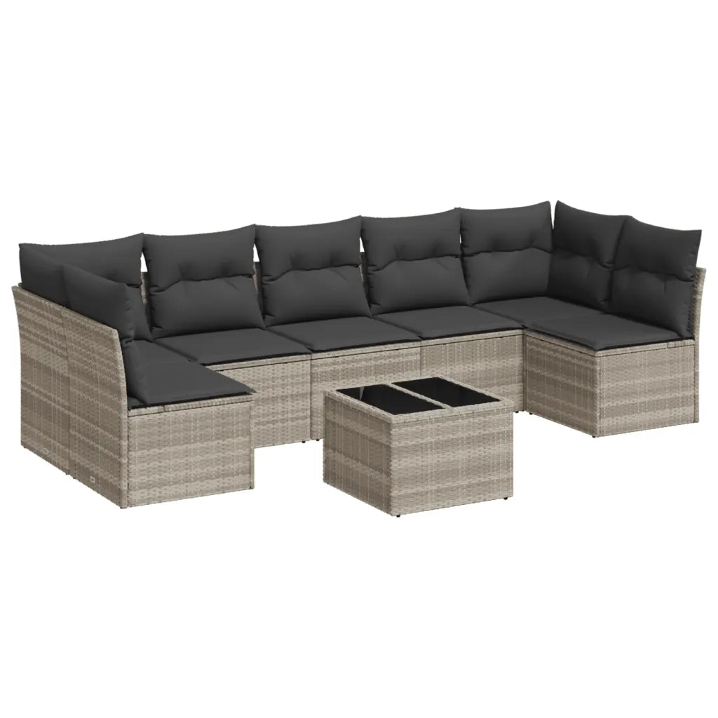 Set Divano da Giardino 8pz con Cuscini Grigio Chiaro Polyrattan 3217442