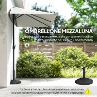 Ombrellone da Parete Mezzaluna Salvaspazio con Apertura a Manovella, Crema