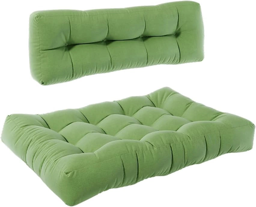Set di cuscini per pallet "Flocken", Verde, 120 x 80 cm 2 parti, per l’imbottitura di sedute e schienali su pallet europallet
