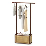 Appendiabiti in bambù e rattan 100 x 32,5 x 172 cm con 4 ruote stile rustico marrone naturale 20_0018277