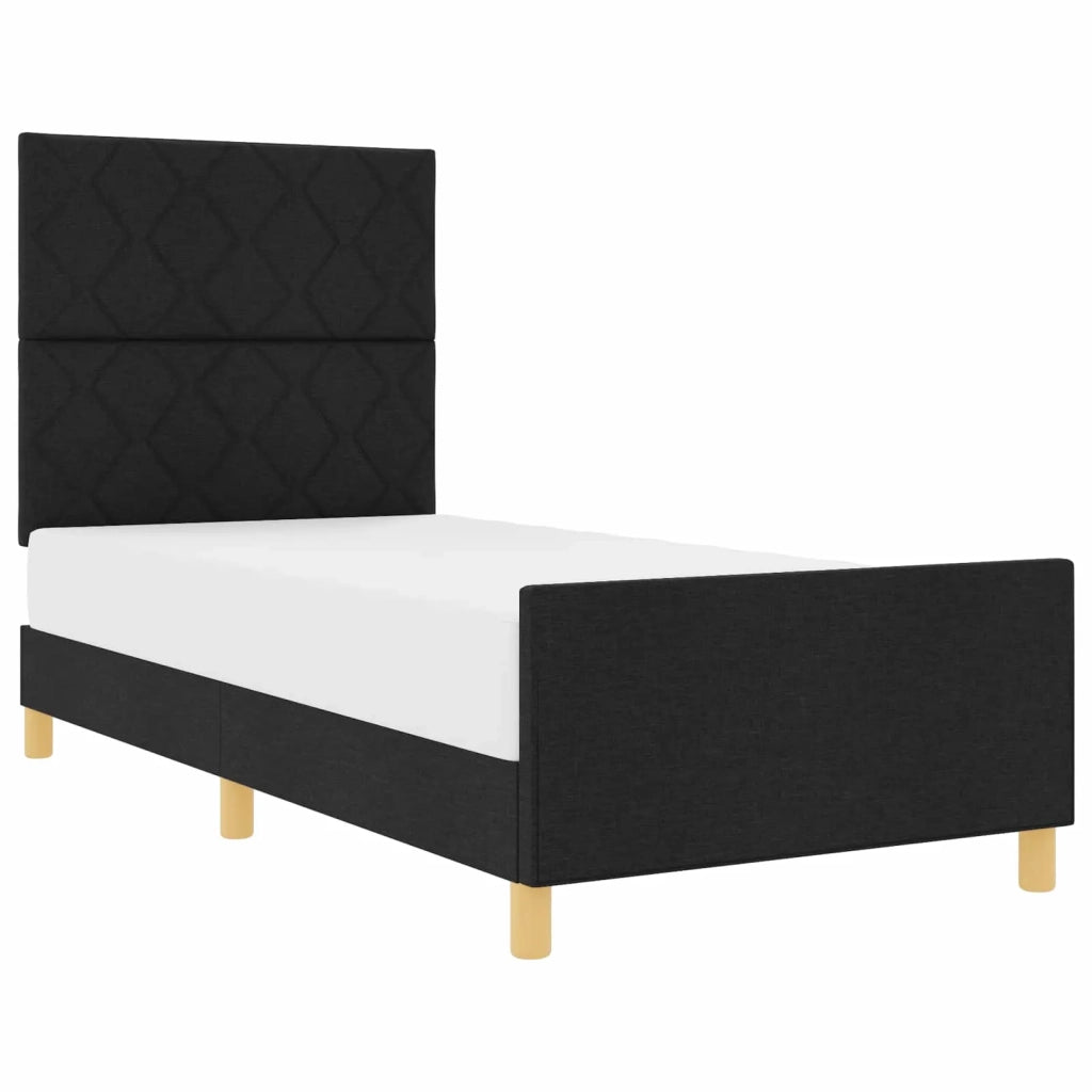 Struttura del letto con testiera-Giroletto Nero 100 x 200 cm Tessuto 421227