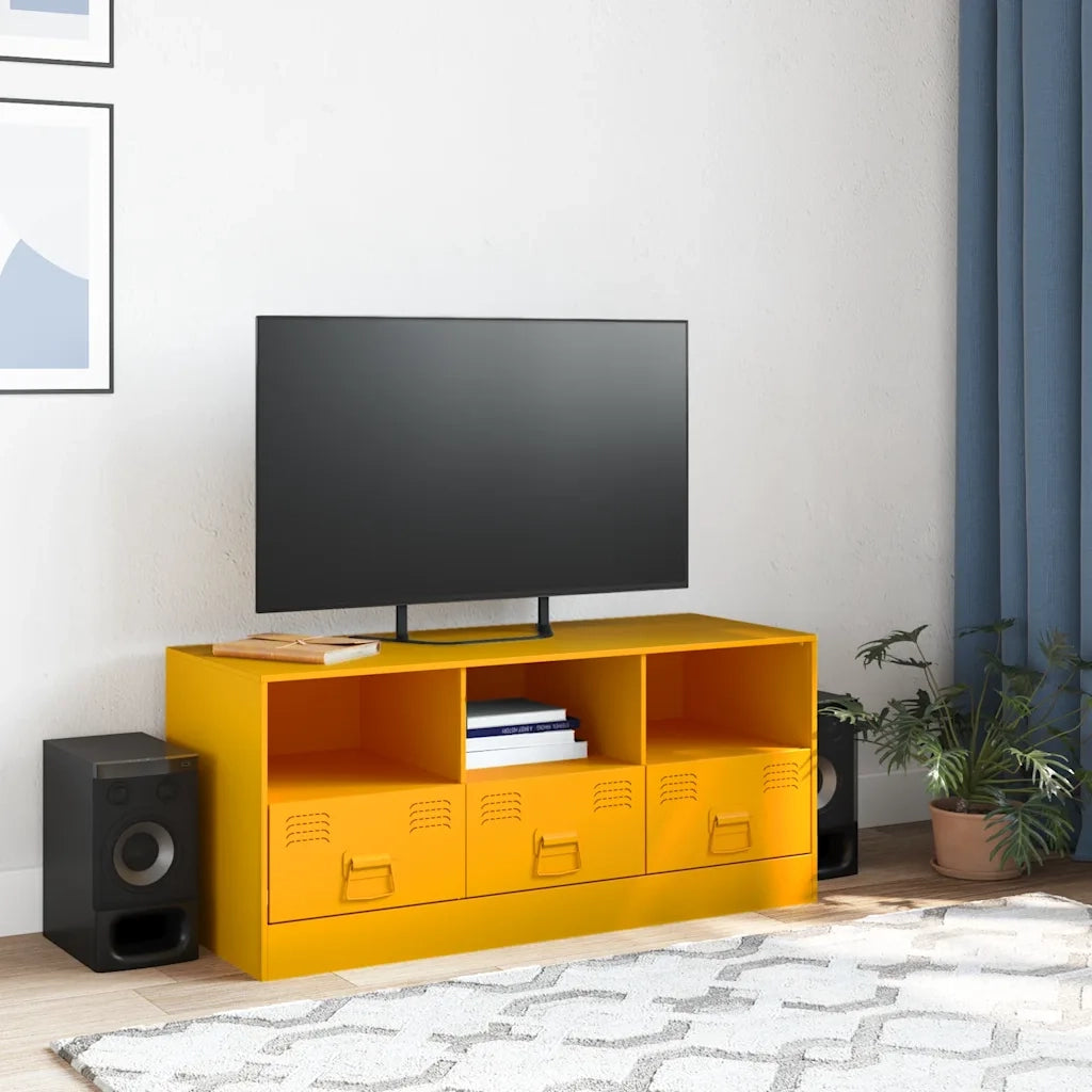 Mobile TV | Armadietto TV | Mobile Porta TV Giallo Senape 99x39x44 cm in Acciaio