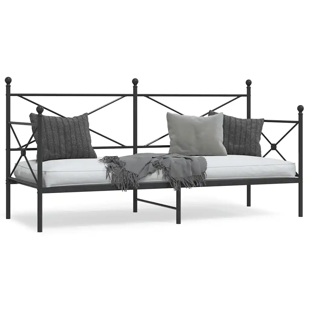 Dormeuse senza Materasso-Divano Letto-Struttura Letto Nero 90x200 cm in Acciaio