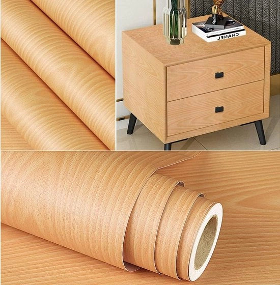 Foglia vinile 3D effetto legno autoadesiva - 60 cm x 3 m - carta adesiva impermeabile - adesivi per mobili - lastre di lavoro - porta