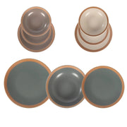 Trade Shop - Set Servizio Di Piatti In Stoneware 18 Pz Da Tavola Design Classico Elegante Con Bordo -